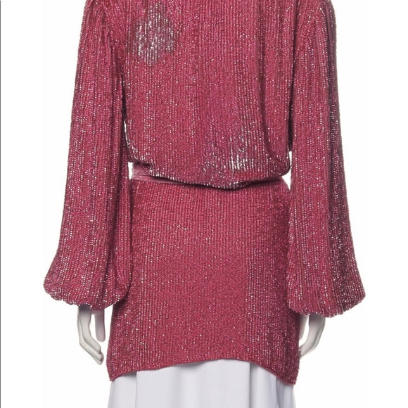 Retrofete Sequin Cardigan Mini Dress Robe Barbie Pink - Picture 2 of 11